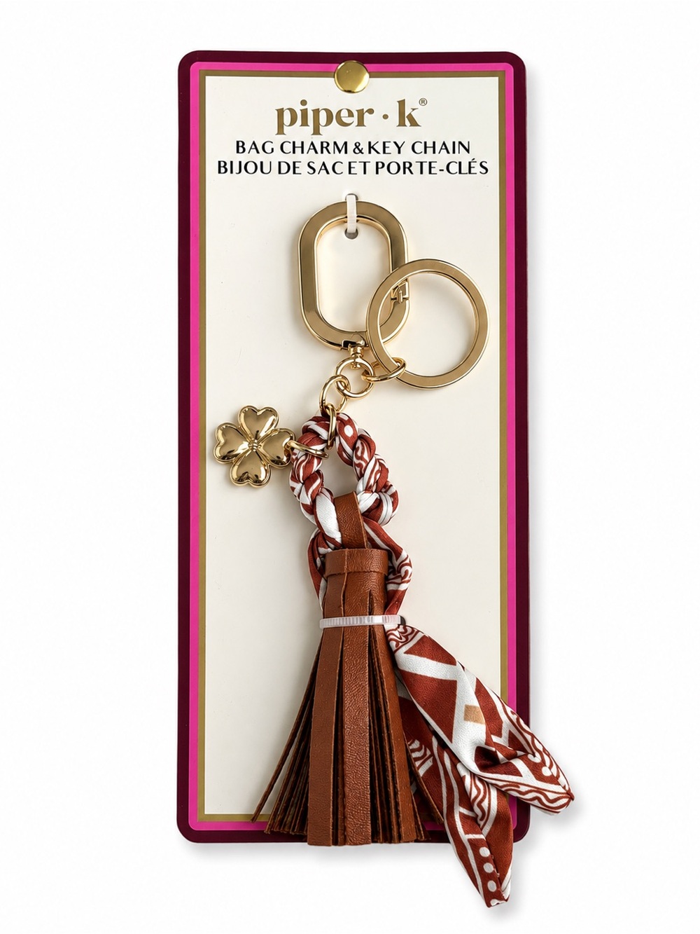 piper·k Brown Tassel & Scarf Key Charm with Gold Hardware